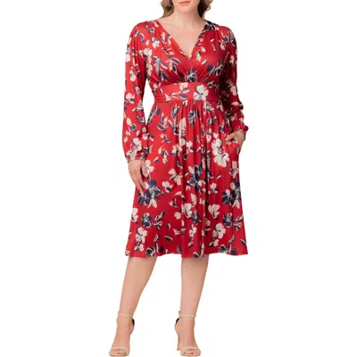 Kiyonna Diana Long Sleeve Dress In Red