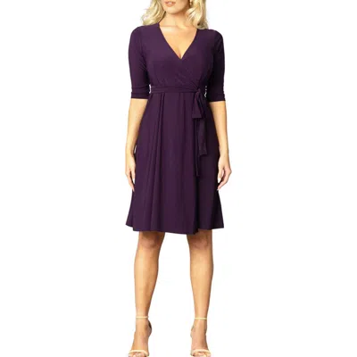 Kiyonna Essential Midi Wrap Dress In Plum Passion