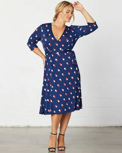 Kiyonna Essential Wrap Dress In Blue