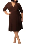 Kiyonna Essential Wrap Dress In Brown