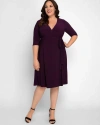 Kiyonna Essential Wrap Short Dress In Purple