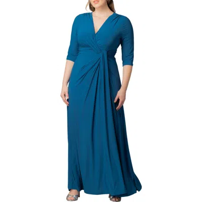 Kiyonna Evening Romance Stretch Jersey Gown In Blue