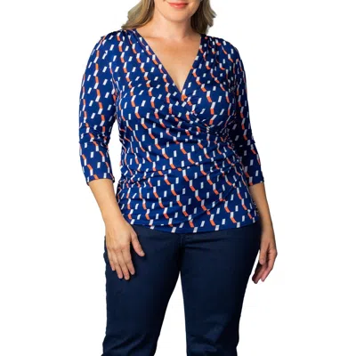 Kiyonna Faux Wrap Top In Blue