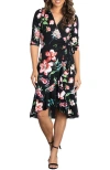 Kiyonna Flirty Flounce Floral Print Wrap Dress In Multi