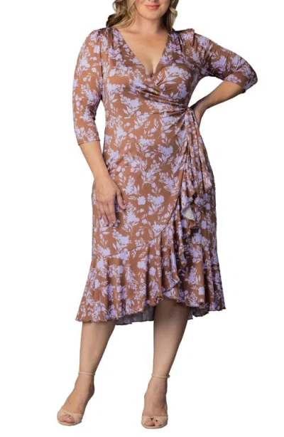 Kiyonna Flirty Flounce Wrap Dress In Multi