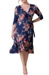 Kiyonna Flirty Flounce Wrap Dress In Coming Up Roses
