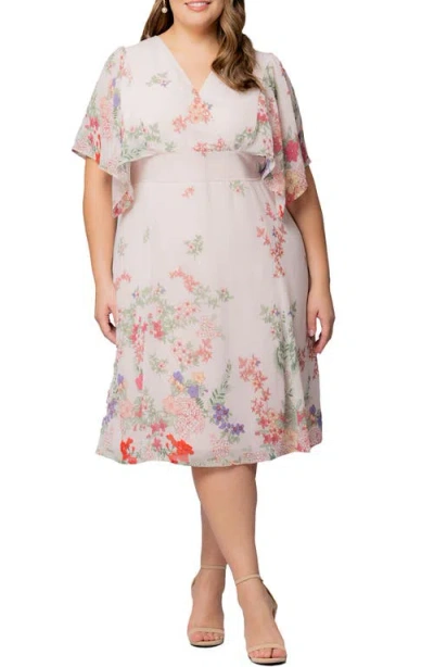 Kiyonna Floral Print A-line Dress In Cottage Garden Border