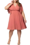 Kiyonna Florence Flutter Sleeve Dress In Orange