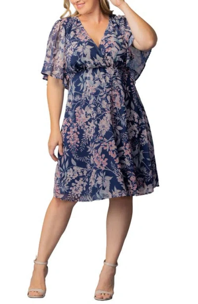 Kiyonna Florence Flutter Sleeve Dress In Multi