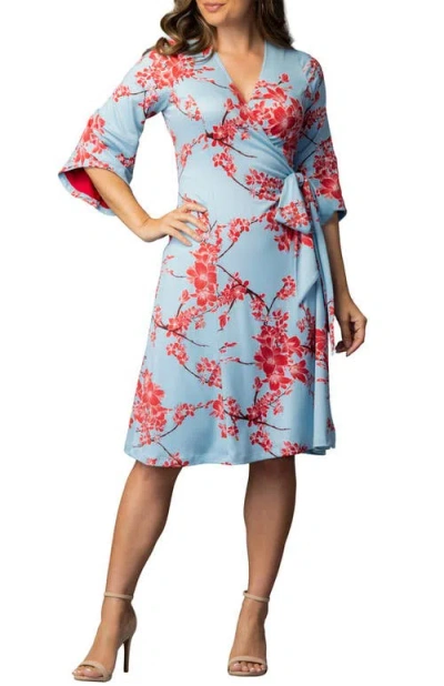 Kiyonna Gemini Wrap Dress In Blue