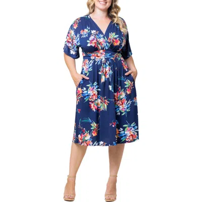 Kiyonna Gia Floral Midi Dress In Belize Blooms