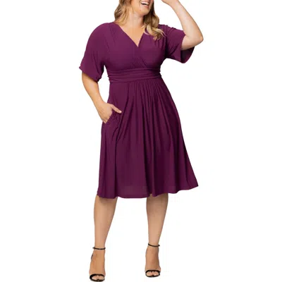 Kiyonna Gia Floral Midi Dress In Fuschia