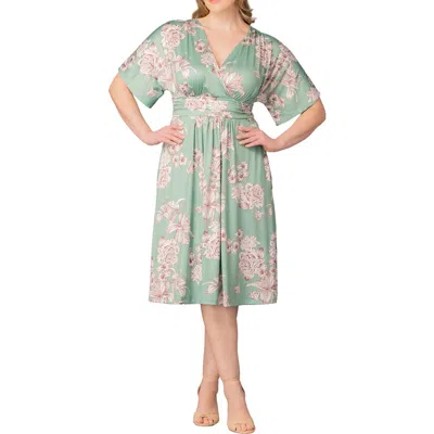 Kiyonna Gia Floral Midi Dress In Green