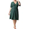 Kiyonna Gia Floral Midi Dress In Hunter Green
