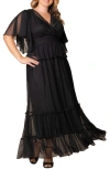 Kiyonna Graceful Tiered Gown In Black