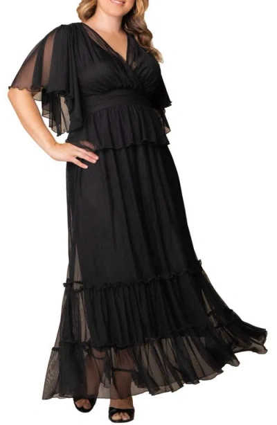 Kiyonna Graceful Tiered Gown In Black
