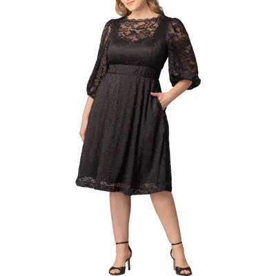 Kiyonna Hepburn Lace Cocktail Dress In Black