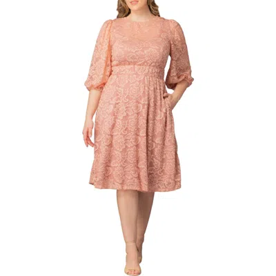 Kiyonna Hepburn Lace Cocktail Dress In Brown