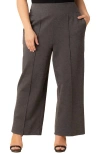 Kiyonna High Waist Wide Leg Ponte Pants In Gray