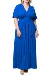 Kiyonna Indie V-neck Fit & Flare Dress In Cobalt Blue