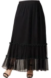 Kiyonna Isla Tiered Mesh Skirt In Black Noir