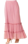 Kiyonna Isla Tiered Mesh Skirt In Rose Quartz