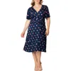 Kiyonna Jemma Ruched Tie Dress In Blue