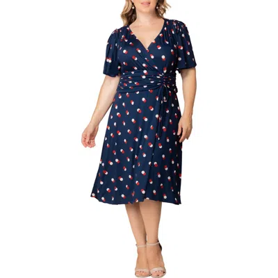Kiyonna Jemma Ruched Tie Dress In Blue