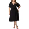 Kiyonna Jemma Ruched Tie Dress In Black Noir