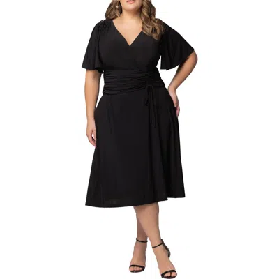 Kiyonna Jemma Ruched Tie Dress In Black Noir