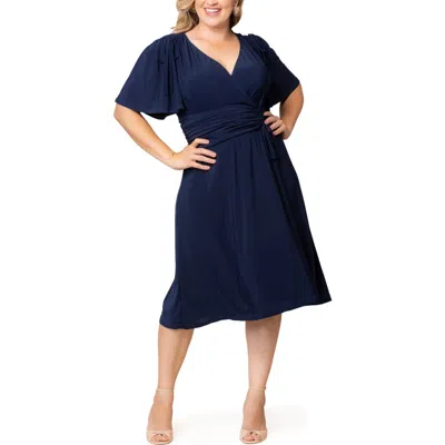 Kiyonna Jemma Ruched Tie Dress In Blue