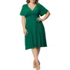 Kiyonna Jemma Ruched Tie Dress In Clover Green