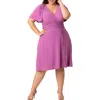 Kiyonna Jemma Ruched Tie Dress In Lilac
