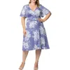 Kiyonna Jemma Ruched Tie Dress In Misty Lavender Florals