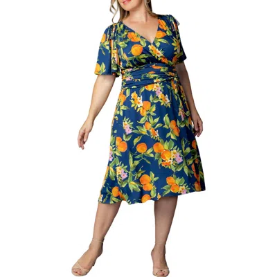 Kiyonna Jemma Ruched Tie Dress In Multi