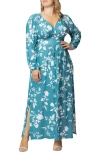 Kiyonna Kelsey Long Sleeve Maxi Dress In Blue