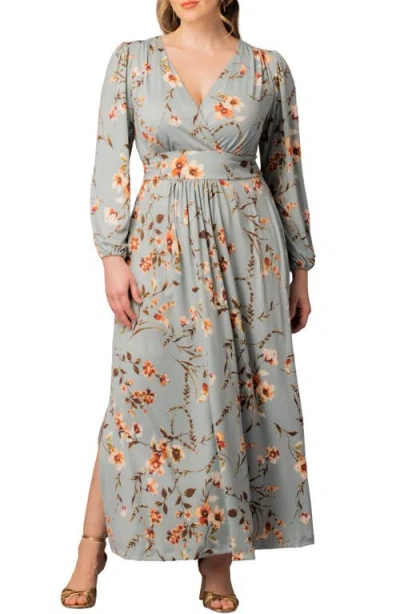 Kiyonna Kelsey Long Sleeve Maxi Dress In Pattern