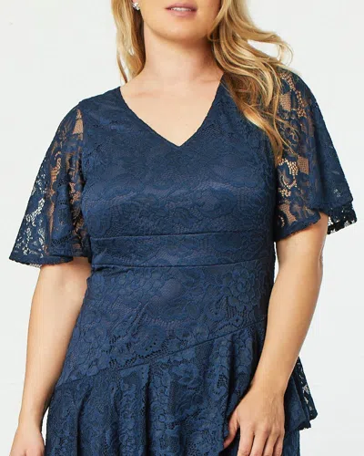 Kiyonna Lace Affair Cocktail Dress In Blue