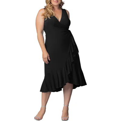 Kiyonna Laguna Sleeveless Wrap Dress In Black
