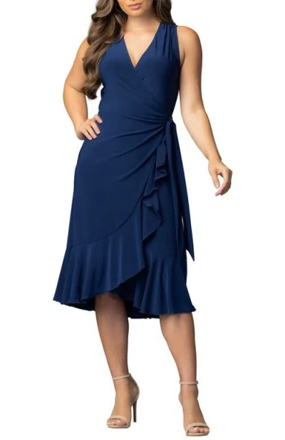 Kiyonna Laguna Sleeveless Wrap Dress In Blue