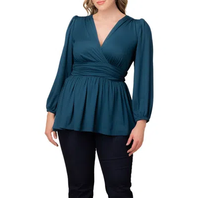Kiyonna Leah Gathered Top In Blue