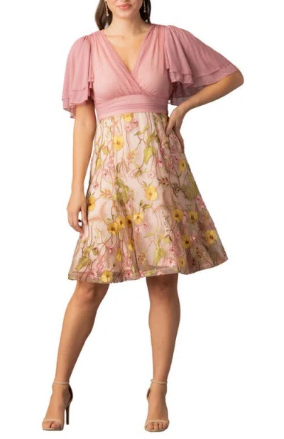 Kiyonna Lillian Embroidered Cocktail Dress In Pink