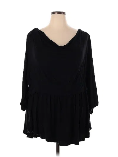 Pre-owned Kiyonna Long Sleeve Top Black Cowl Neck Tops