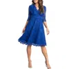 Kiyonna Mademoiselle A-line Lace Cocktail Dress In Blue