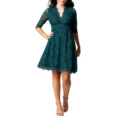 Kiyonna Mademoiselle A-line Lace Cocktail Dress In Emerald Green