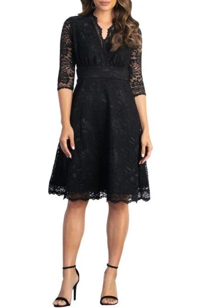 Kiyonna Mademoiselle A-line Lace Cocktail Dress In Onyx