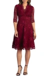 Kiyonna Mademoiselle A-line Lace Cocktail Dress In Pinot Noir