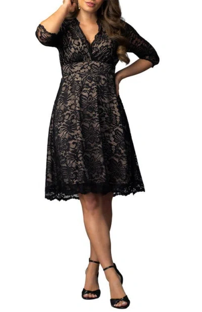 Kiyonna Mademoiselle A-line Lace Cocktail Dress In Black