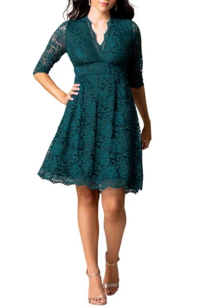 Kiyonna Mademoiselle A-line Lace Cocktail Dress In Green