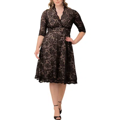 Kiyonna Mademoiselle Lace A-line Dress In Black